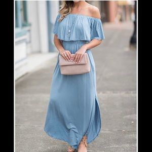 Off the shoulder maxi - light blue